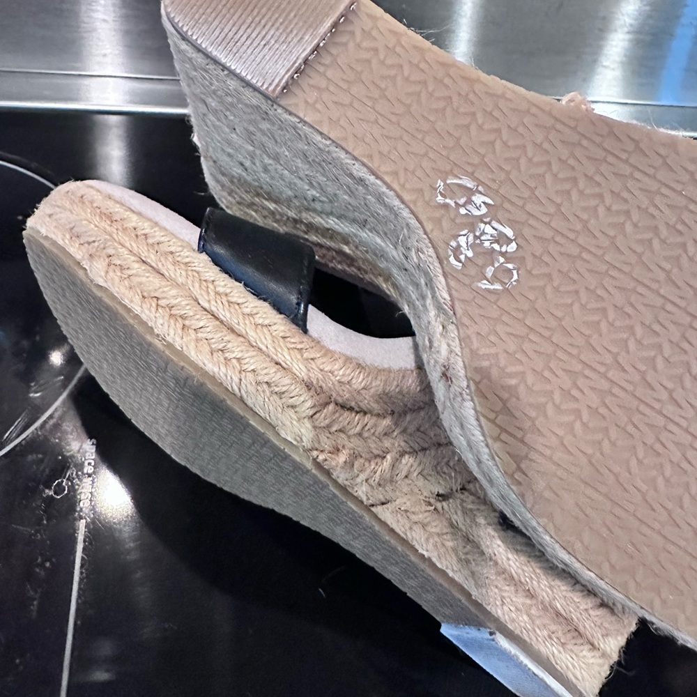 Michael Kors Jill Woven Rope Jute Wedge Black Leather Sandal Platform Size 9 - Picture 13 of 16